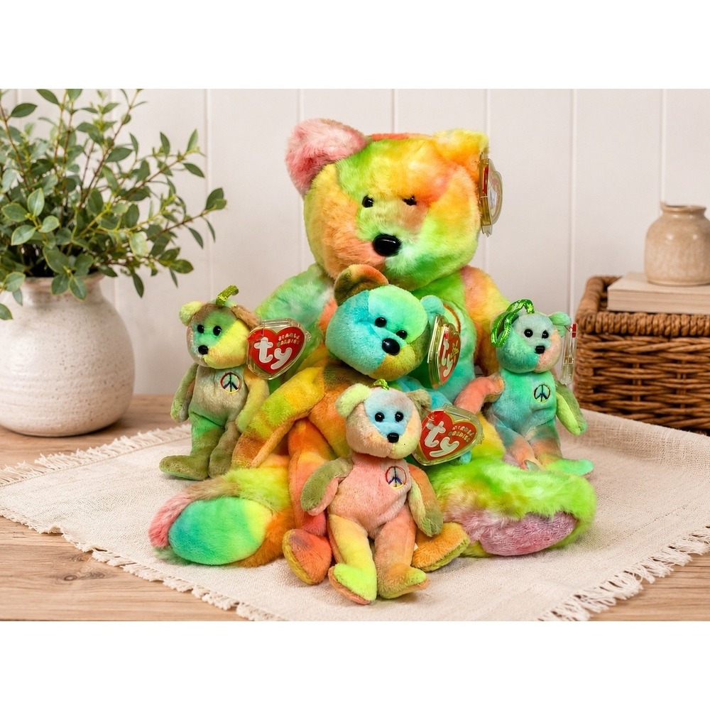 NEW Ty Beanie Buddy + 3 Jingle Beanies + 1 Beanie Baby Peace